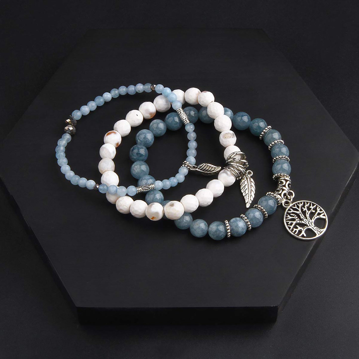 Jardme Beaded Bracelets for Women, Healing Stone Crystal Bracelets Tree of Life Bracelet Yoga Stretch Chakra Bracelet Set, Jewelry Birthday Gifts for Women