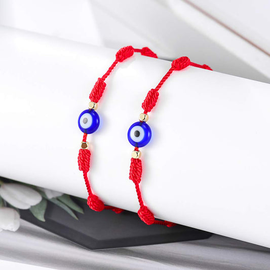Evil Eye 7 Knot Lucky Bracelets Adjustable Red String Amulet for Women Men