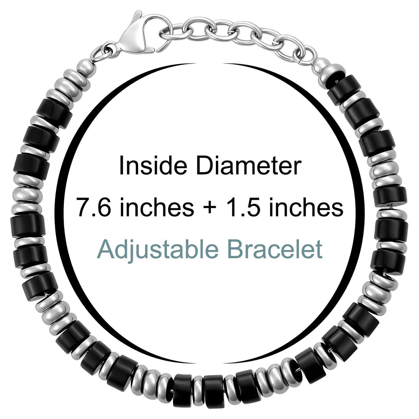 Mens Bracelet, Boho Stainless Steel Bracelets for Men, Beaded Bracelets, Jewelry Gifts for Husband Father Friends
