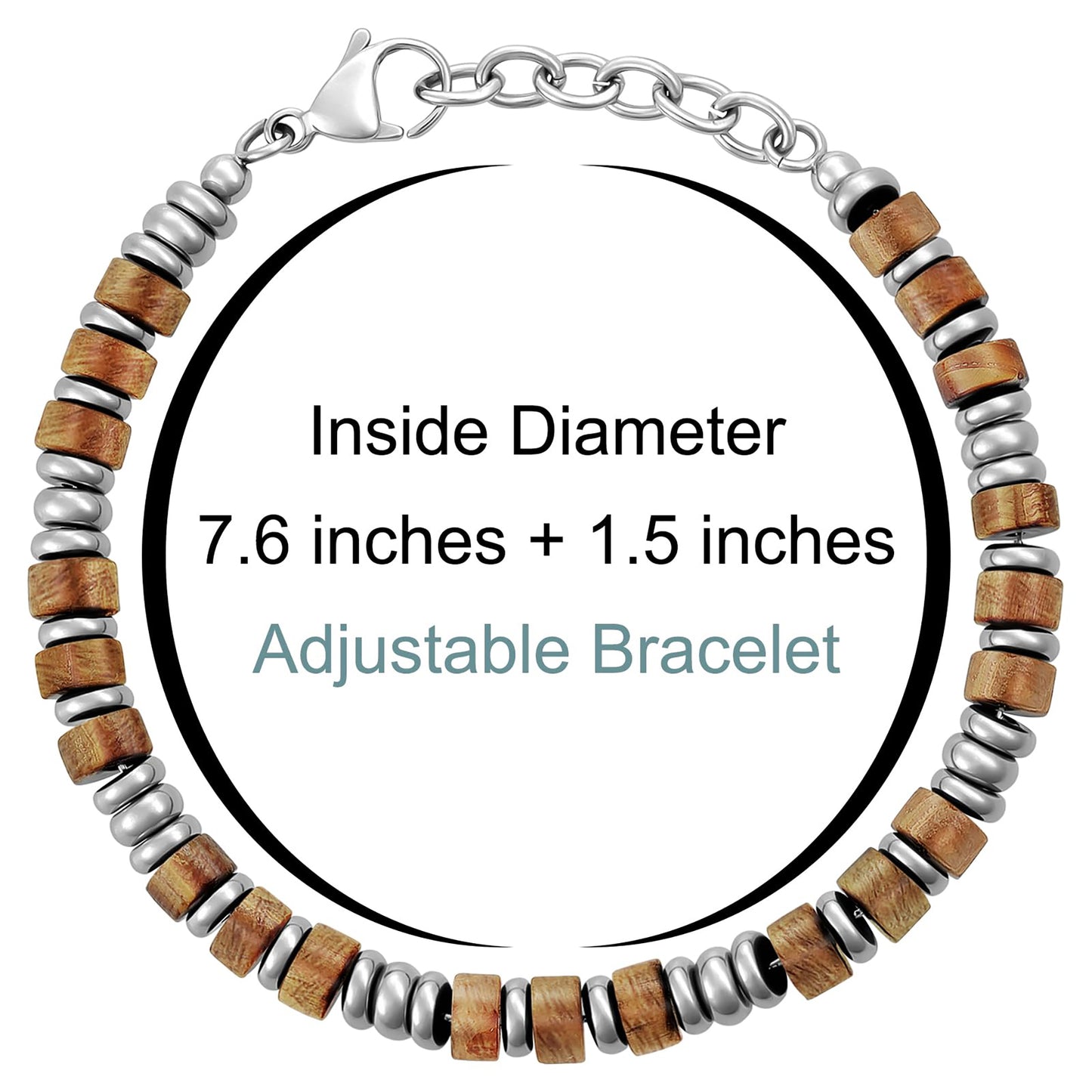 Mens Bracelet, Boho Stainless Steel Bracelets for Men, Beaded Bracelets, Jewelry Gifts for Husband Father Friends