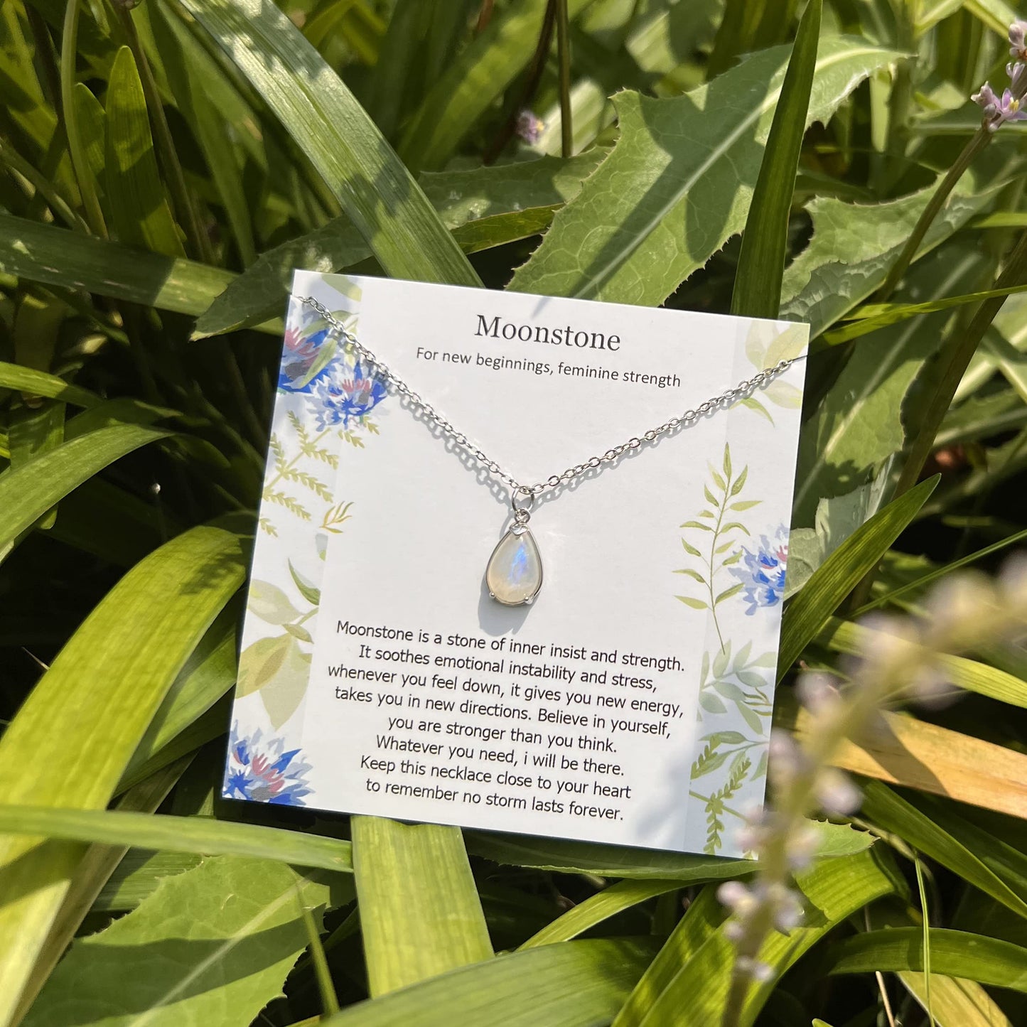 New Beginning Moonstone Sterling Silver Necklace for Women, Divorce and New Job Gift, Healing Jewelry, Minimalistic Moonstone