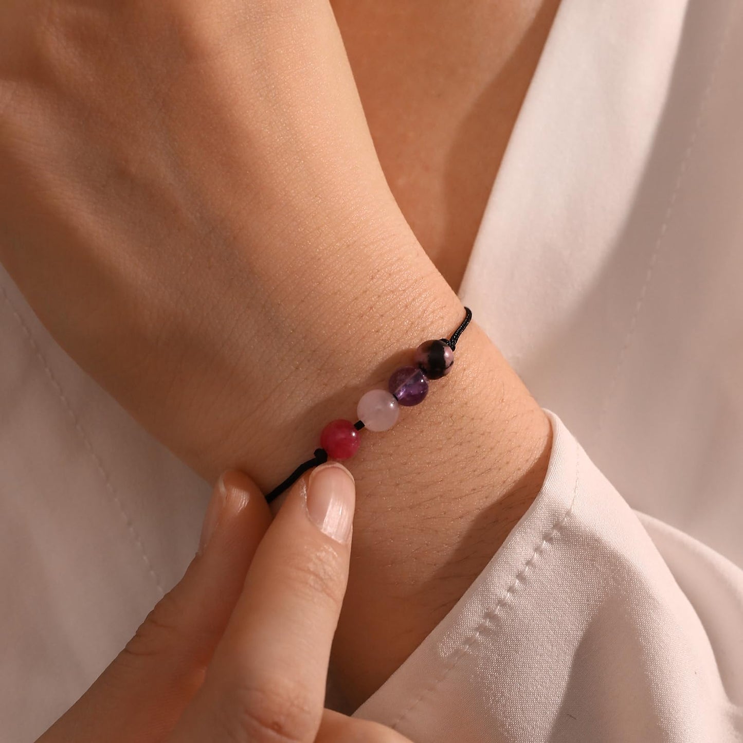 Empath Protection Bracelet Empath Bracelets Gifts for Her Natural Healing Crystal Beaded Bracelet, Tourmaline, Amethyst, Hematite, Rose Quartz, Jewelry for Best Friends Daughter Mom