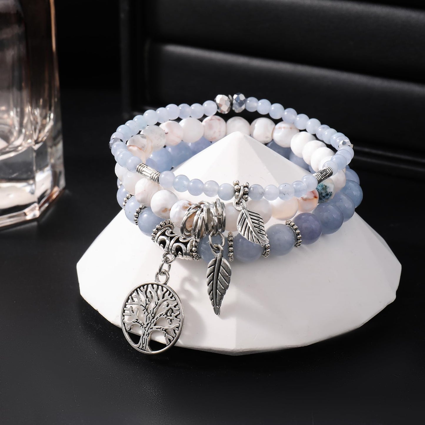 Jardme Beaded Bracelets for Women, Healing Stone Crystal Bracelets Tree of Life Bracelet Yoga Stretch Chakra Bracelet Set, Jewelry Birthday Gifts for Women