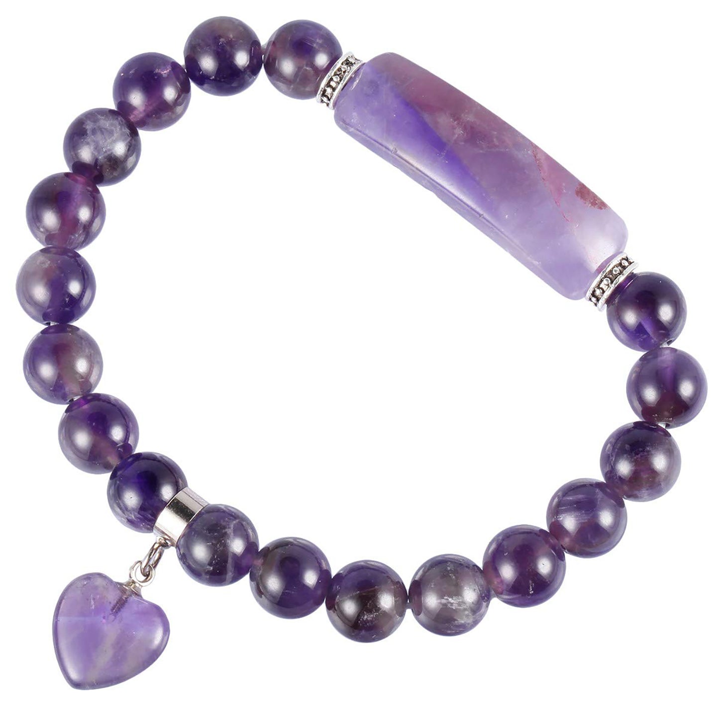 Healing Stone Bracelet 8mm Beads Chakra Crystal Energy Heart Charm Bracelet Handmade Jewelry for Women
