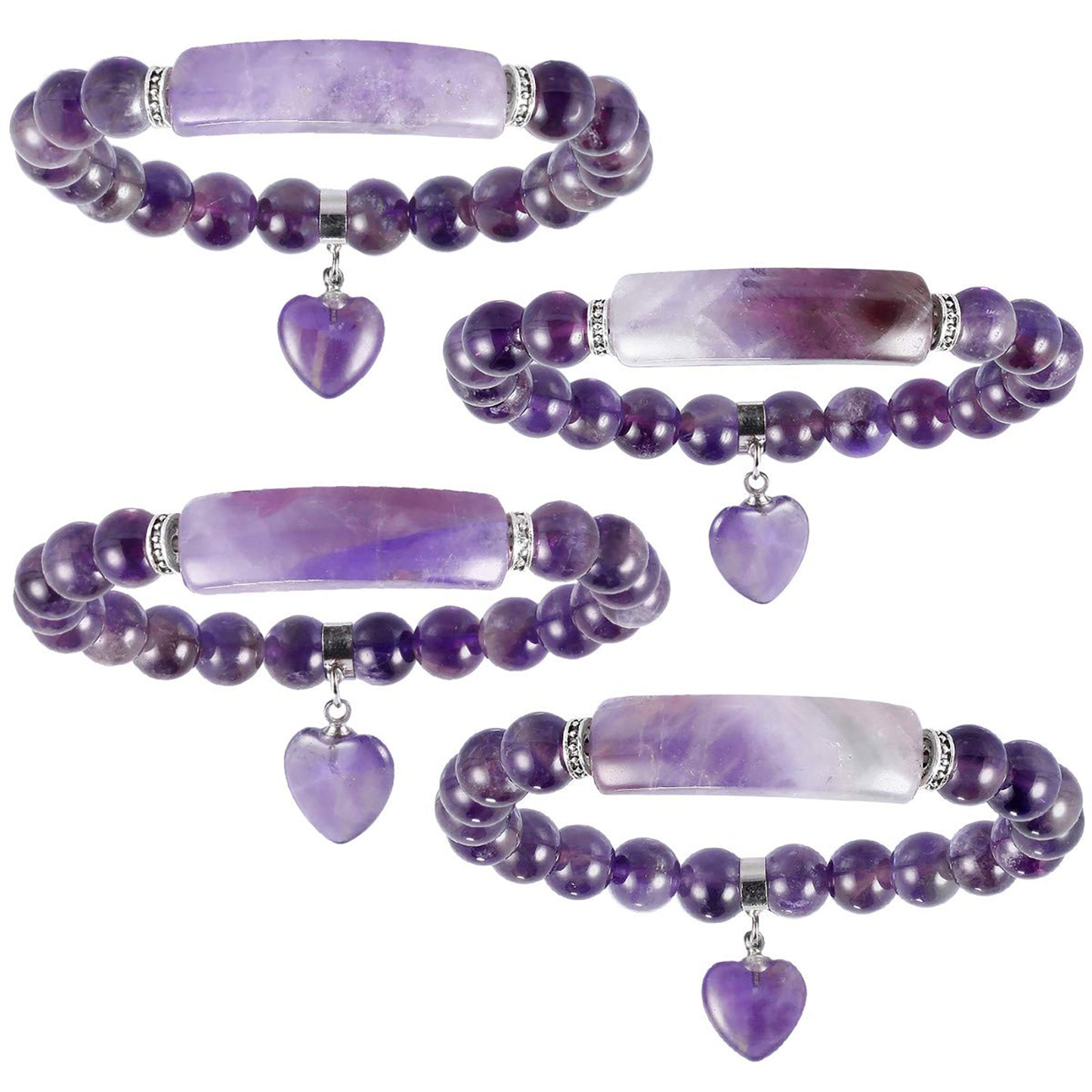 Healing Stone Bracelet 8mm Beads Chakra Crystal Energy Heart Charm Bracelet Handmade Jewelry for Women