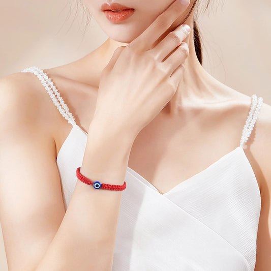 2pcs Evil Eye Bracelets for Women Men Handmade Braided Kabbalah Good Luck Bracelet Rope Cord Thread Friendship Bracelet Adjustable String Minimalist Jewelry