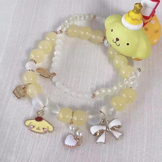Matching Bracelets Set Crystal Beads Bracelet Cute Cartoon Elastic Beaded Pearl Bracelets Jewelry for Women Bff Friendship
