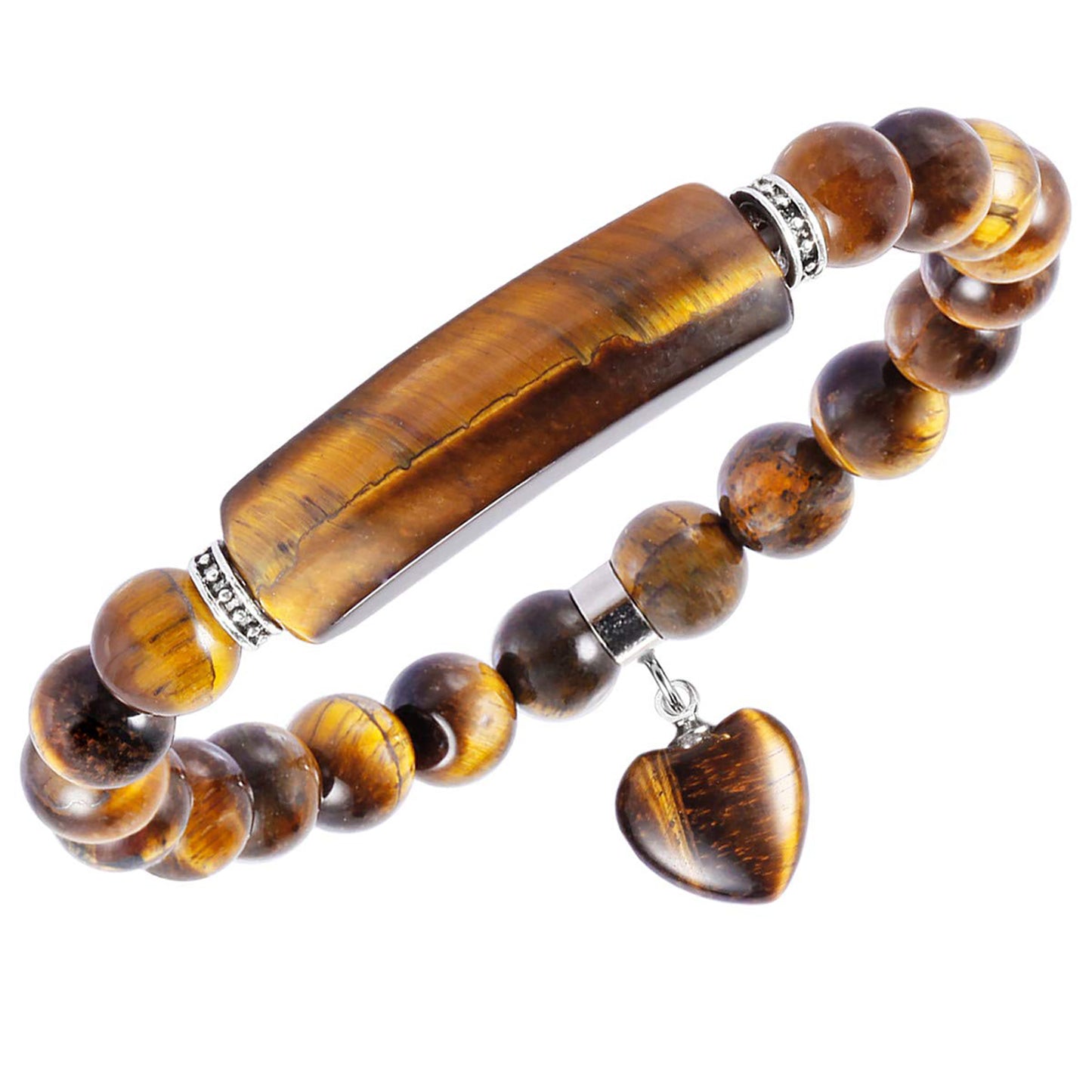 Healing Stone Bracelet 8mm Beads Chakra Crystal Energy Heart Charm Bracelet Handmade Jewelry for Women