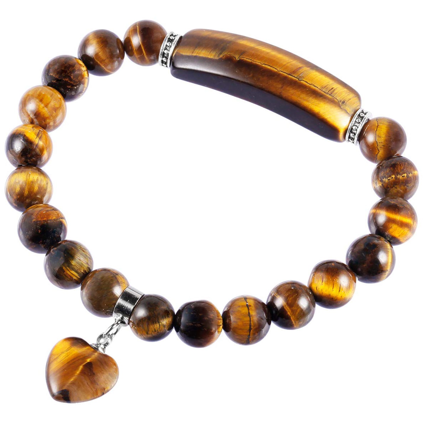 Healing Stone Bracelet 8mm Beads Chakra Crystal Energy Heart Charm Bracelet Handmade Jewelry for Women