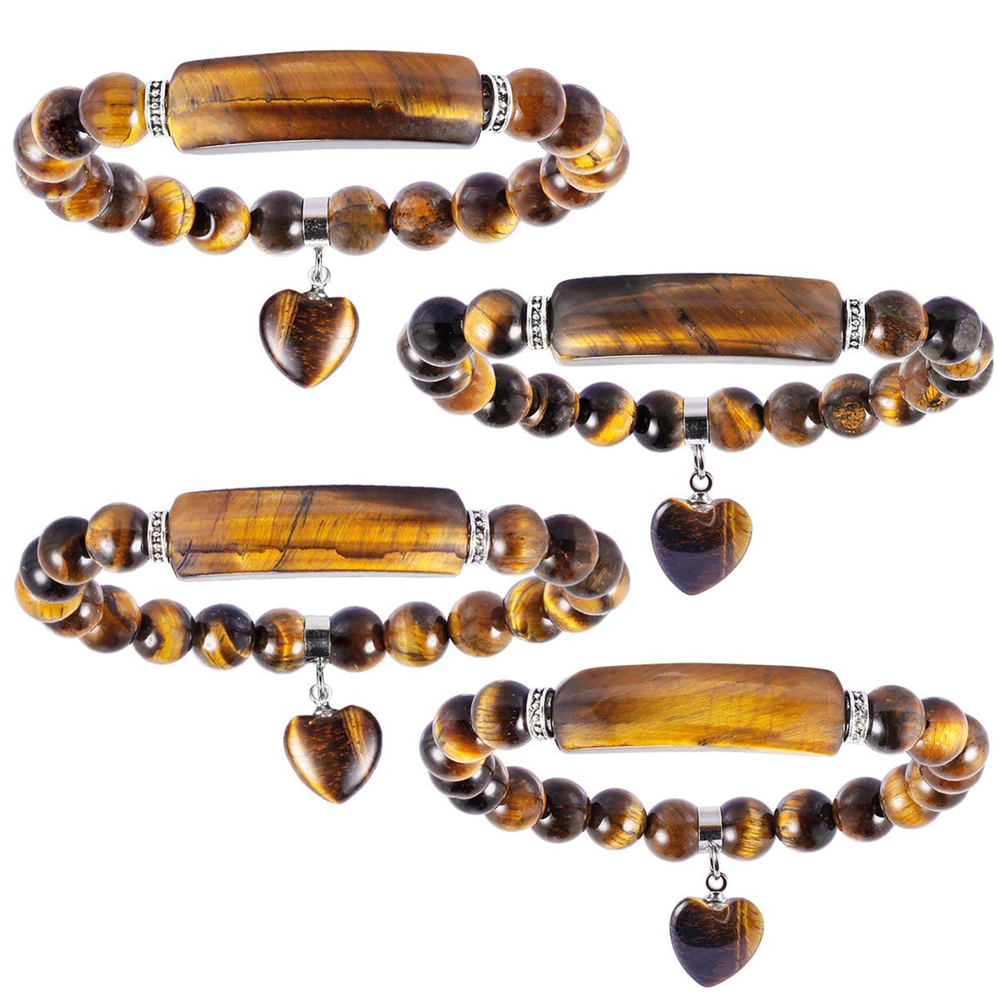 Healing Stone Bracelet 8mm Beads Chakra Crystal Energy Heart Charm Bracelet Handmade Jewelry for Women