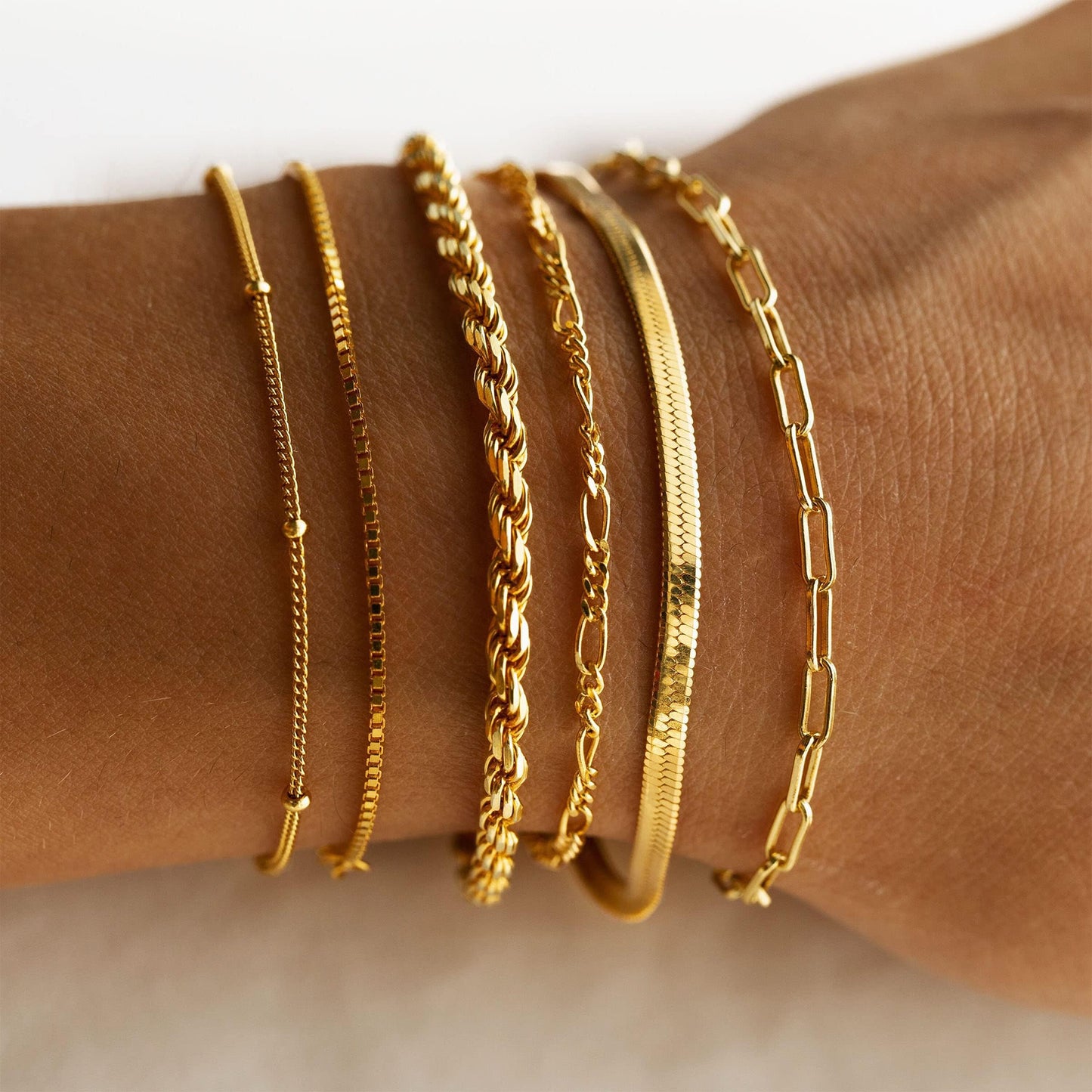 Bracelets for Women Trendy, 925 Sterling Silver Jewelry Set for Women Bracelets for Women Paperclip Box Herringbone Figaro Rope Chain Bracelet Fashion Pack Gifts for Women