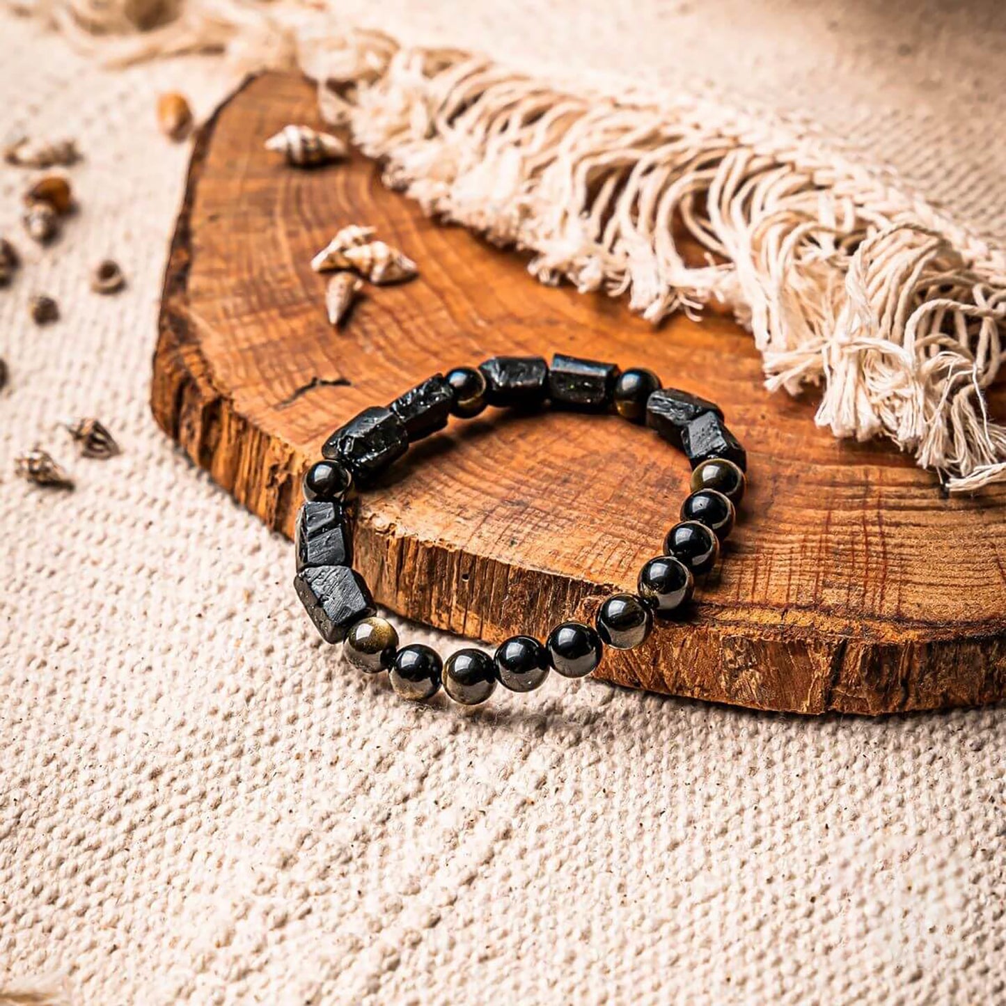Conscious Items - Black Tourmaline Bracelet - Feng Shui Black Obsidian Bracelet - Authentic Black Tourmaline - The Spiritual Protection Bracelet - Black Tourmaline Crystals - Men and Woman Jewelry