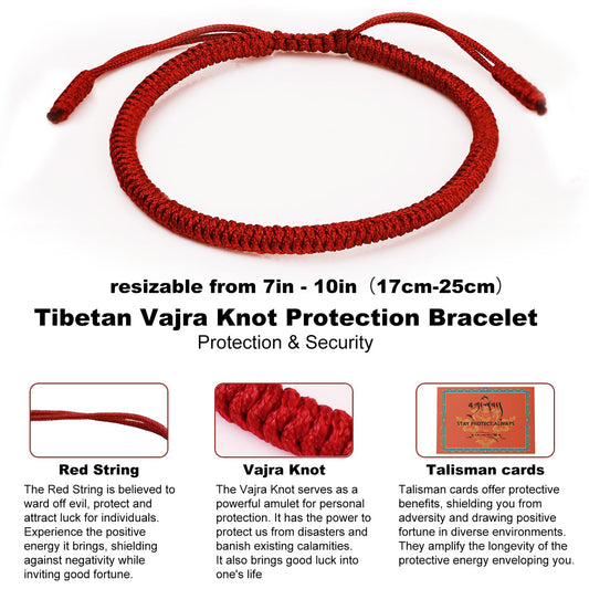 Authentic Blessed Tibetan monks Handmade Dorje Knot protection bracelet for women and men with a talisman.red bracelet-Red string bracelet-mens bracelet rope-gifts for women and men