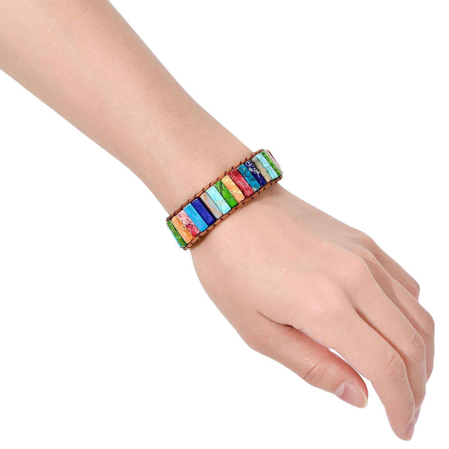 7 Chakra Bracelets for Women with Real Stones Leather Wrap Healing Bead Bracelet Women Men Boho Friendship Jewelry