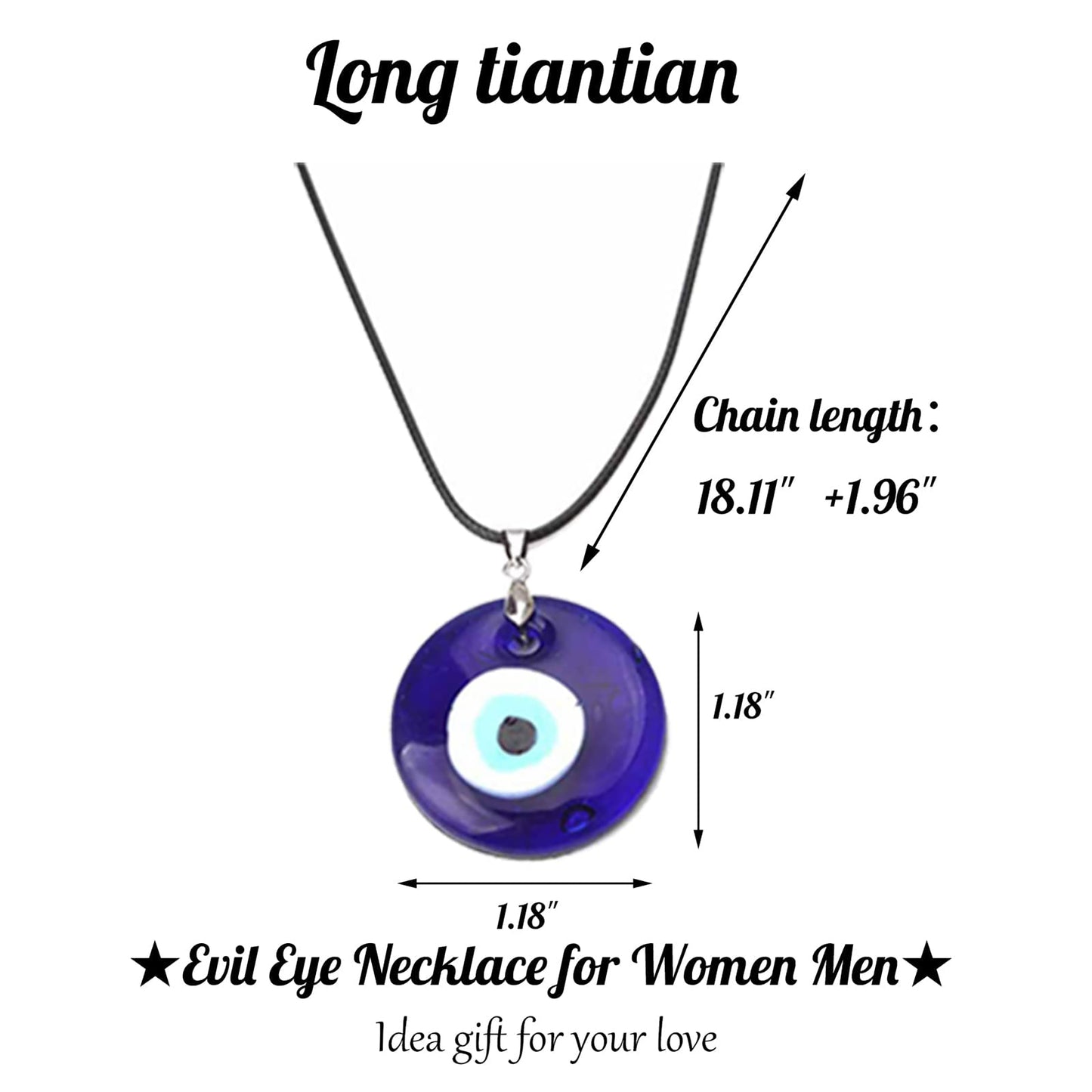 Evil Eye Necklace for Women Men Protection Necklaces Leather Rope Glass Evil Eye Pendant Neckaces Inspirational Jewelry for Women Trendy Lucky Amulet Necklace Gifts for Friends