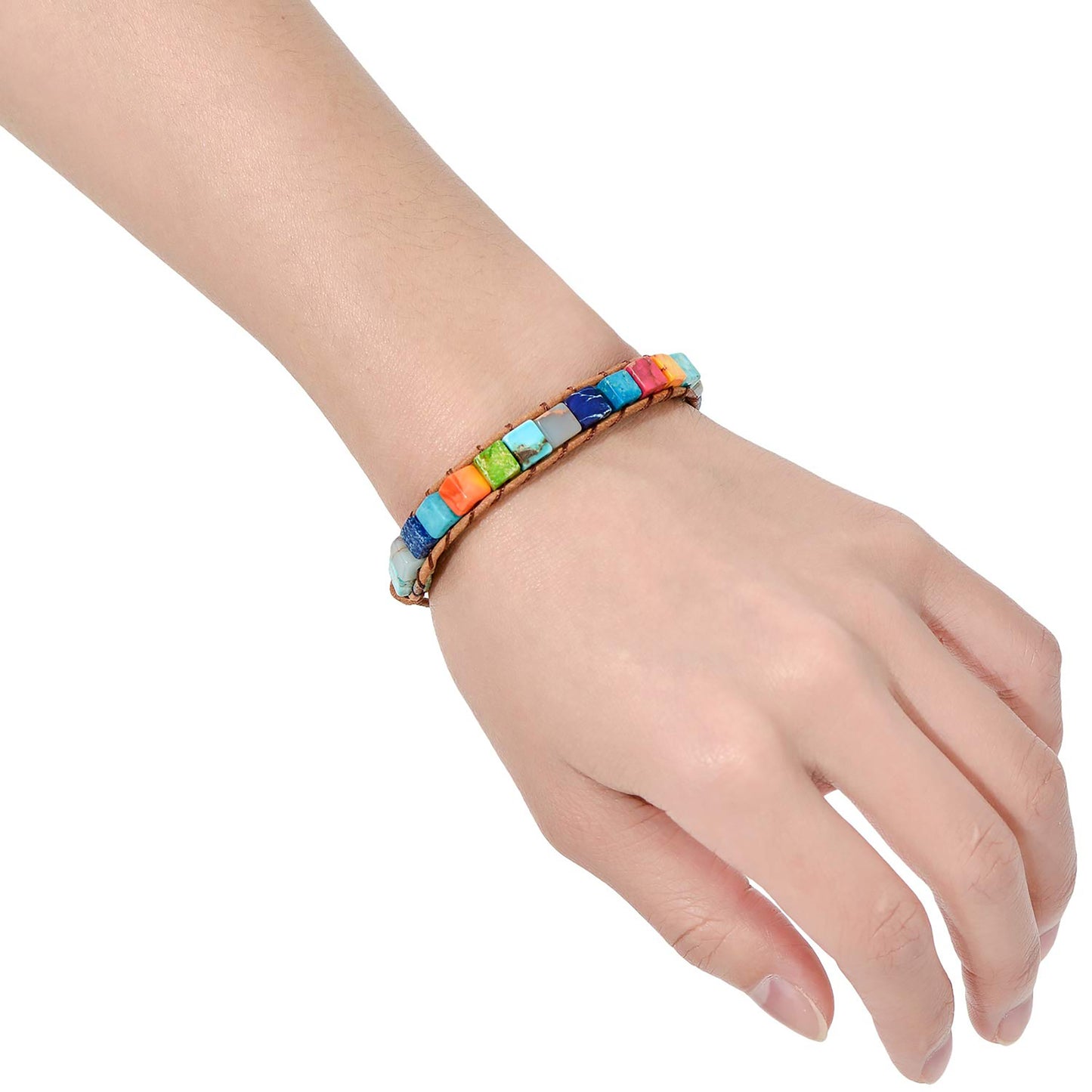 7 Chakra Bracelets for Women with Real Stones Leather Wrap Healing Bead Bracelet Women Men Boho Friendship Jewelry