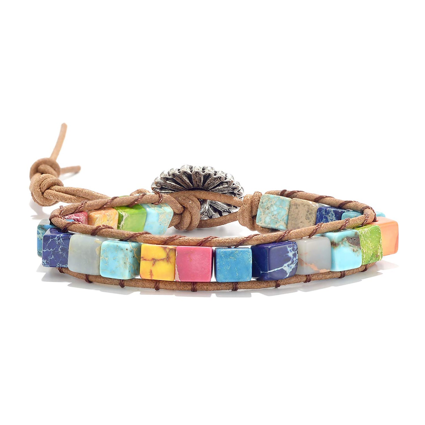 7 Chakra Bracelets for Women with Real Stones Leather Wrap Healing Bead Bracelet Women Men Boho Friendship Jewelry