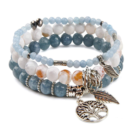 Jardme Beaded Bracelets for Women, Healing Stone Crystal Bracelets Tree of Life Bracelet Yoga Stretch Chakra Bracelet Set, Jewelry Birthday Gifts for Women