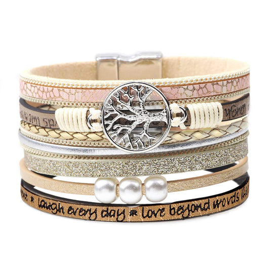 Inspirational Tree of Life Leather Bracelets for Women,Birthday Mothers Day Jewelry Gifts for Teen Girls