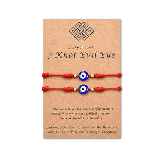 Evil Eye 7 Knot Lucky Bracelets Adjustable Red String Amulet for Women Men