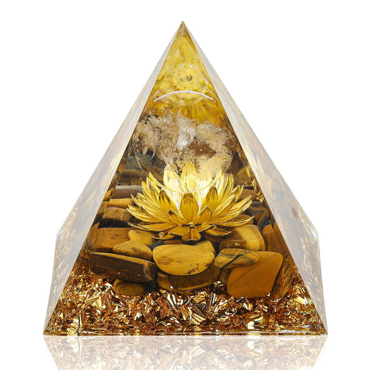 Orgone Pyramid for Positive Energy, Orgonite White Crystal&Aquamarine Stone Healing Crystals Pyramid Set for Reduce Stress Chakra Reiki Healing Meditation Attracts Lucky and Success