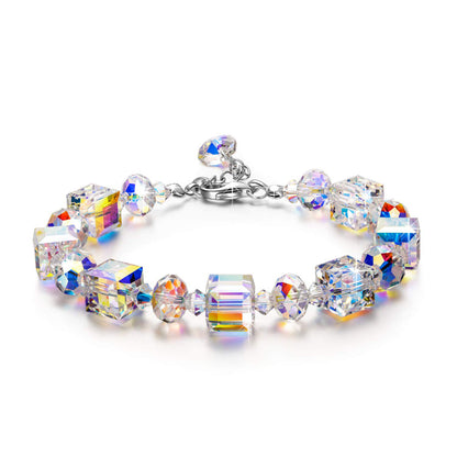 ♥ A Little Romance ♥ Sterling Silver Bracelets for Women Northern Lights Crystals Bracelet 7"+2" Extension, Packaged with Jewelry Box, Mother's Day Birthday Anniversary Jewelry Gift for Women Girls