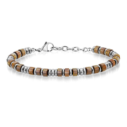 Mens Bracelet, Boho Stainless Steel Bracelets for Men, Beaded Bracelets, Jewelry Gifts for Husband Father Friends