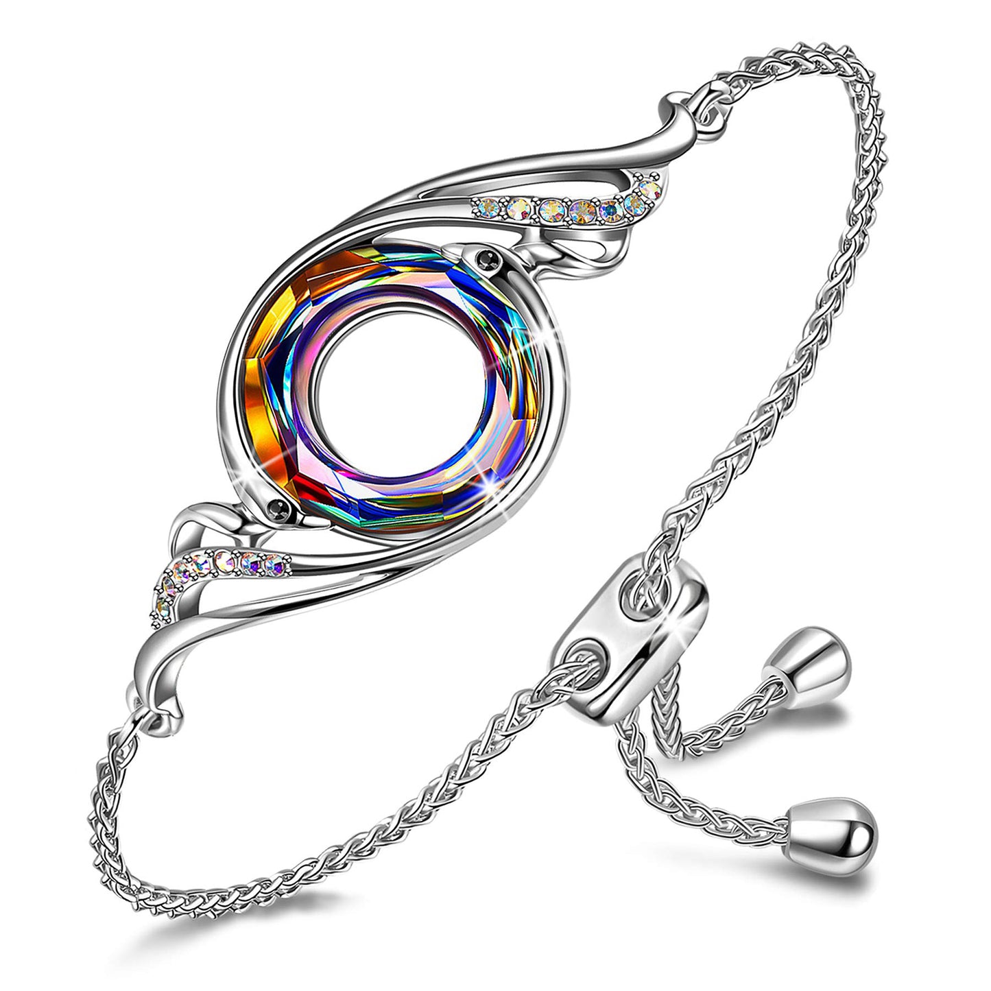 Rise From the Ashes Phoenix Bracelet Made with Crystals from Austria, Adjustable Slider Bracelet for Women, Packaged with Jewelry Box, Birthday Gift for Women, Symbol of Luck and Renewal