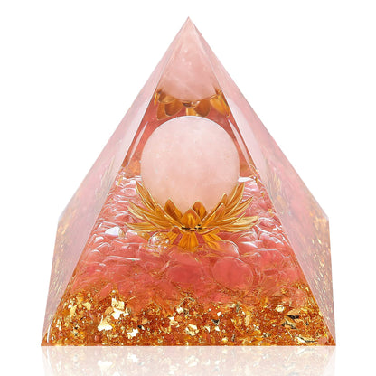 Orgone Pyramid for Positive Energy, Orgonite White Crystal&Aquamarine Stone Healing Crystals Pyramid Set for Reduce Stress Chakra Reiki Healing Meditation Attracts Lucky and Success