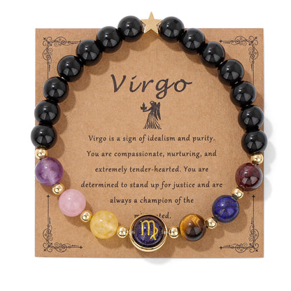 Zodiac Bracelets for Women 12 Constellations Healing Crystal Stone Beads Bracelet Birthday Zodiac Gifts Horoscope Spiritual Bracelet