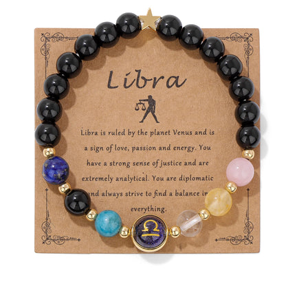 Zodiac Bracelets for Women 12 Constellations Healing Crystal Stone Beads Bracelet Birthday Zodiac Gifts Horoscope Spiritual Bracelet
