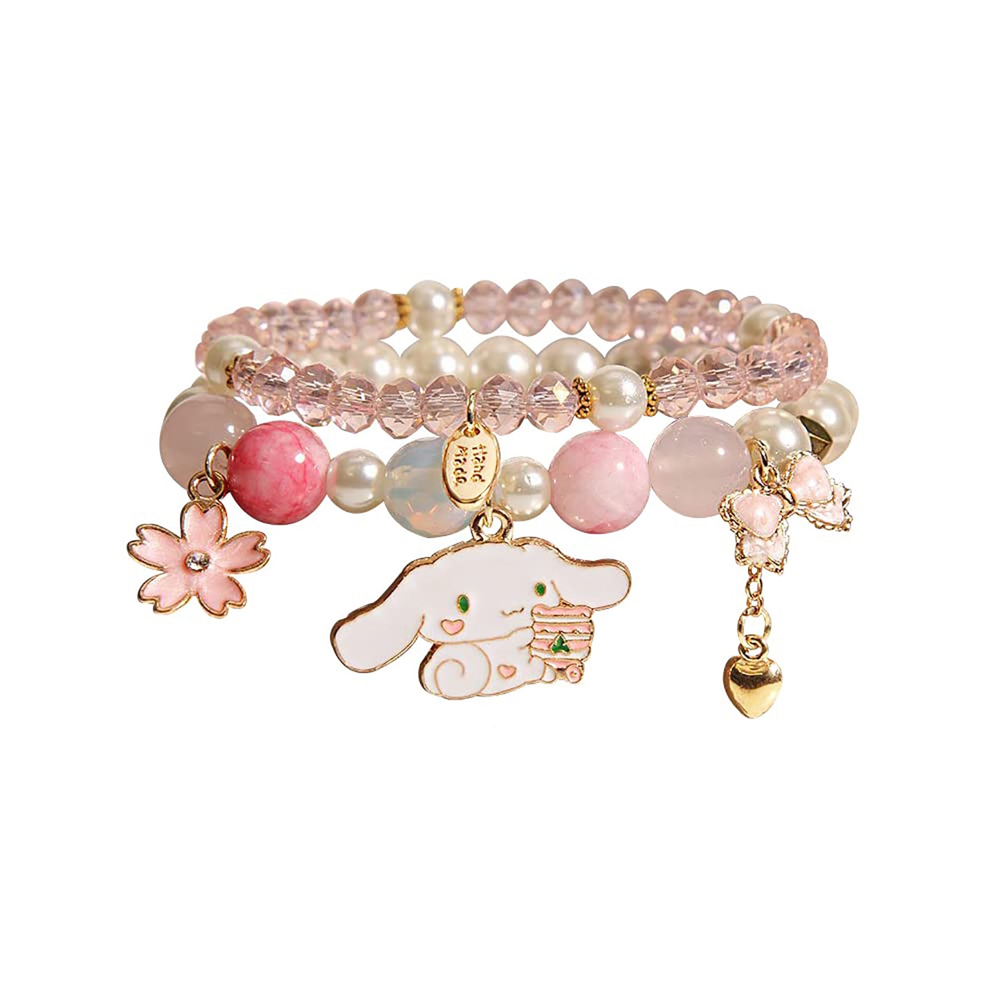 Matching Bracelets Set Crystal Beads Bracelet Cute Cartoon Elastic Beaded Pearl Bracelets Jewelry for Women Bff Friendship