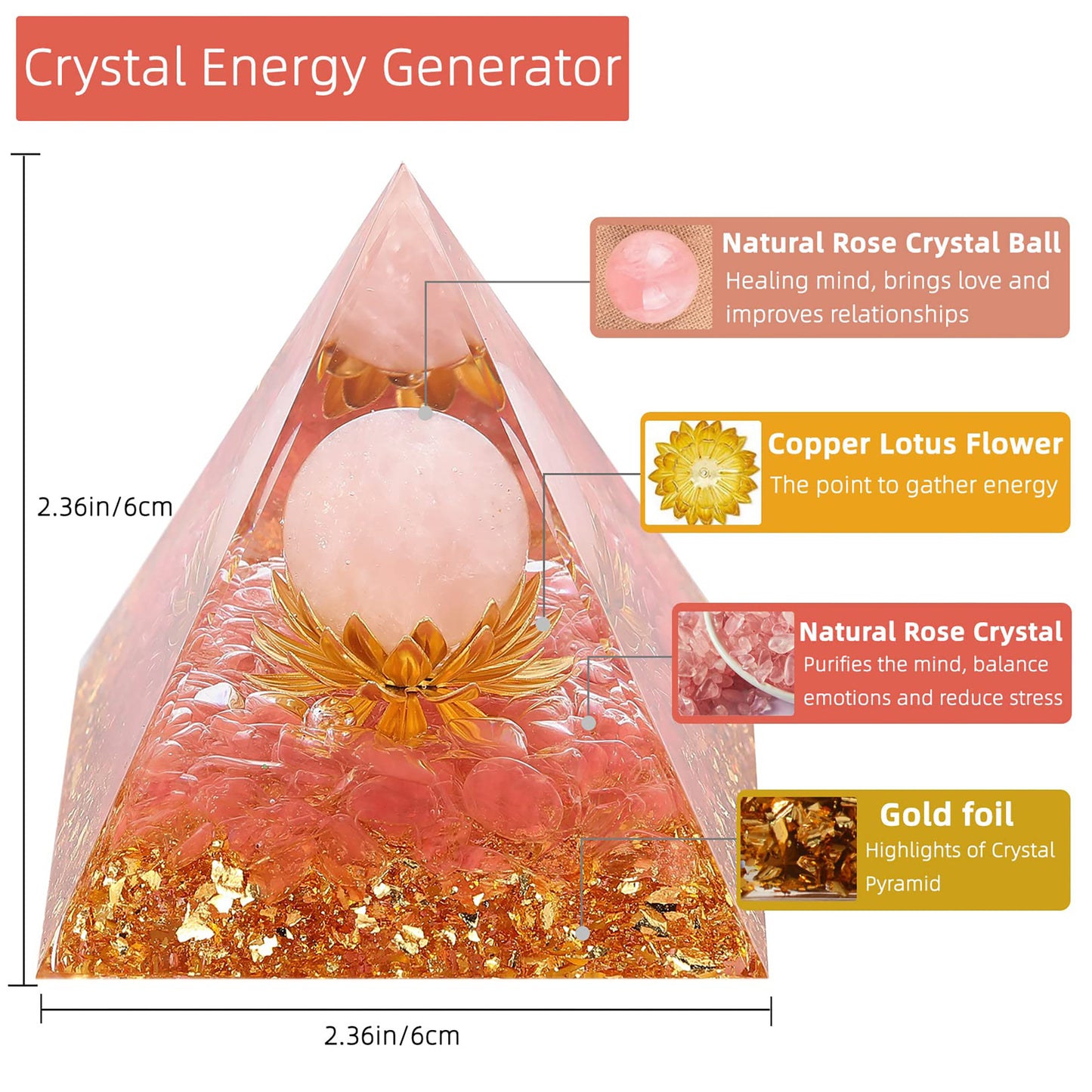 Orgone Pyramid for Positive Energy, Orgonite White Crystal&Aquamarine Stone Healing Crystals Pyramid Set for Reduce Stress Chakra Reiki Healing Meditation Attracts Lucky and Success