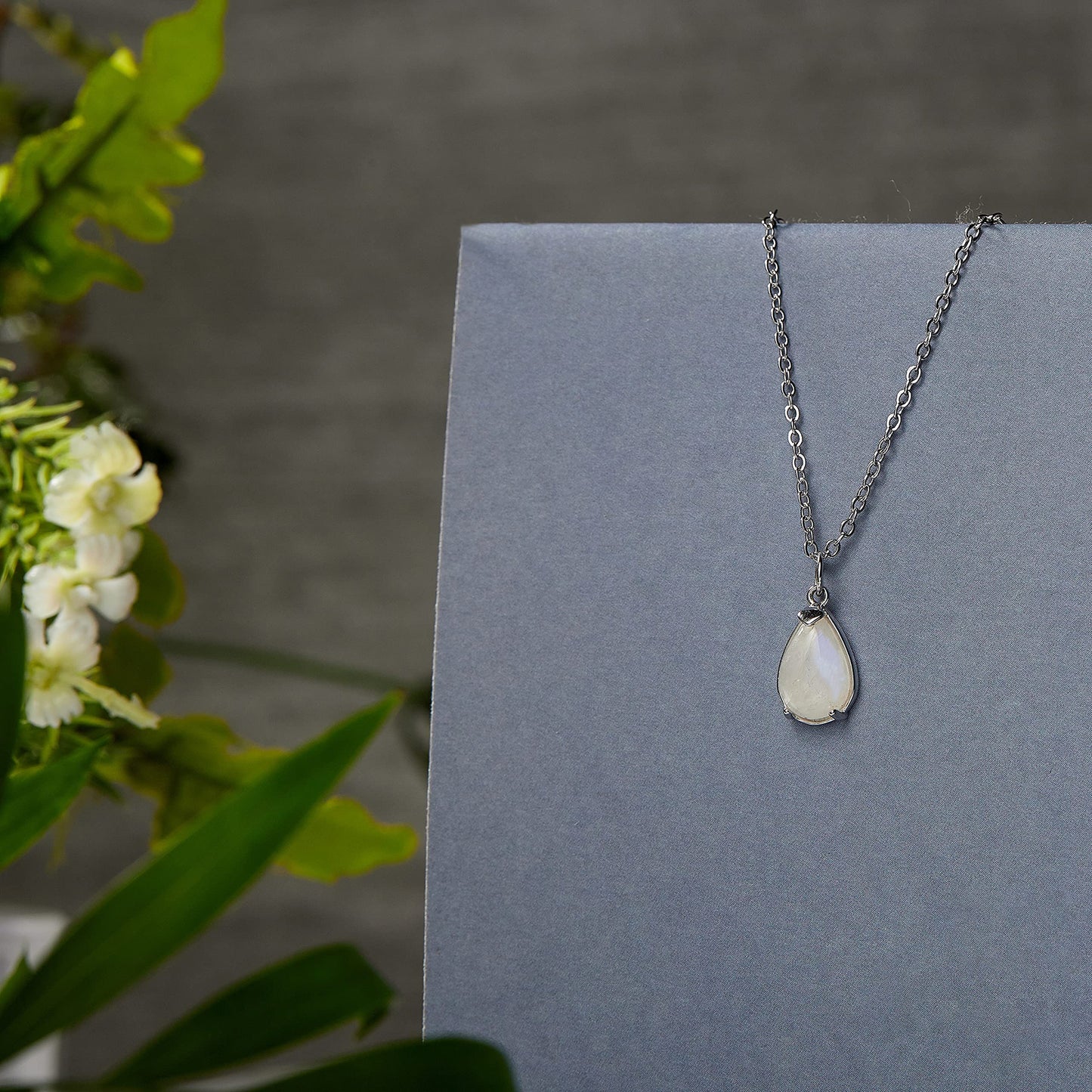 New Beginning Moonstone Sterling Silver Necklace for Women, Divorce and New Job Gift, Healing Jewelry, Minimalistic Moonstone