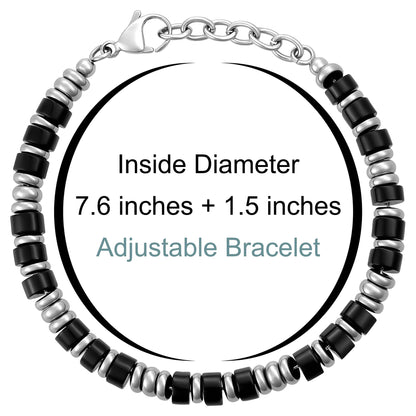 Mens Bracelet, Boho Stainless Steel Bracelets for Men, Beaded Bracelets, Jewelry Gifts for Husband Father Friends