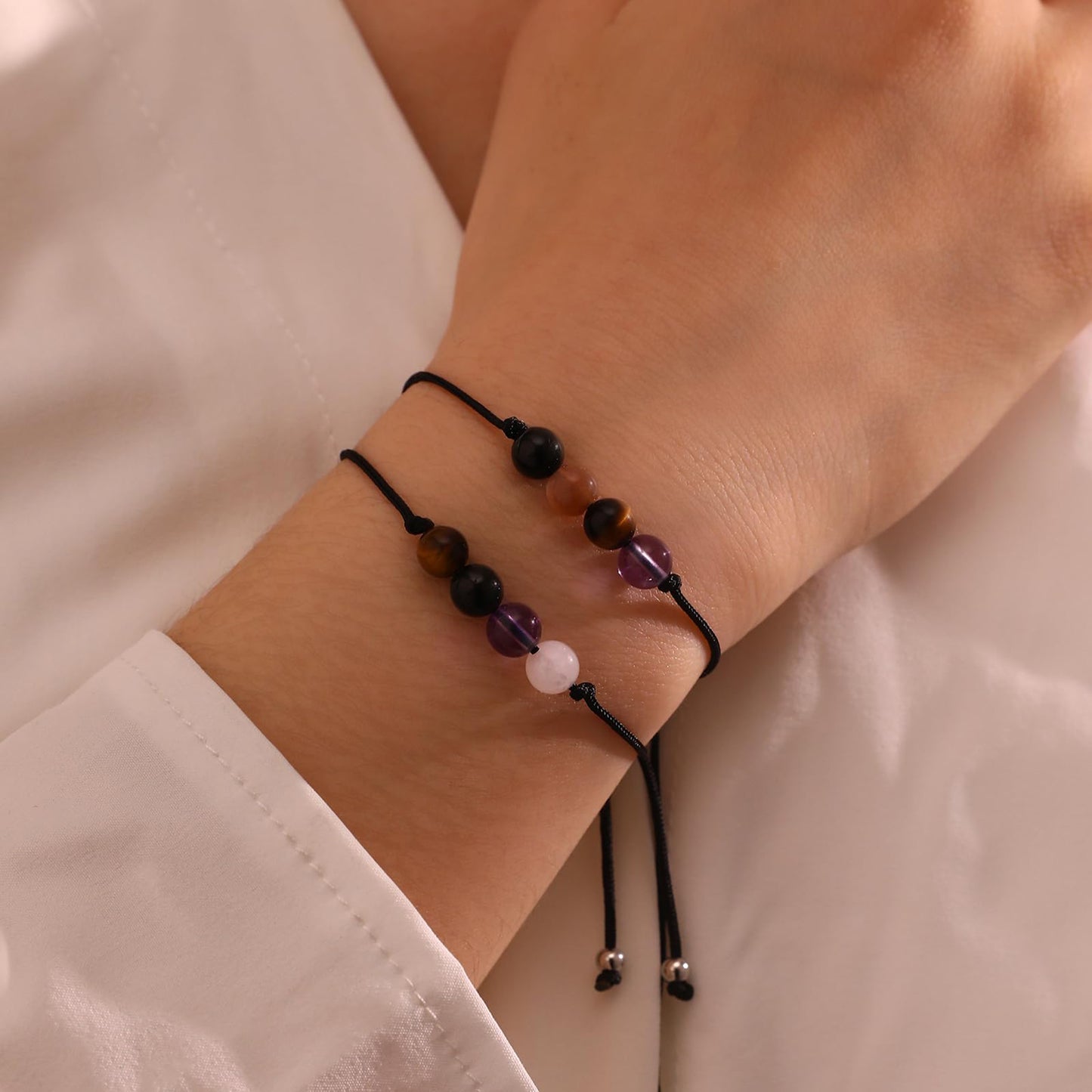 Empath Protection Bracelet Empath Bracelets Gifts for Her Natural Healing Crystal Beaded Bracelet, Tourmaline, Amethyst, Hematite, Rose Quartz, Jewelry for Best Friends Daughter Mom