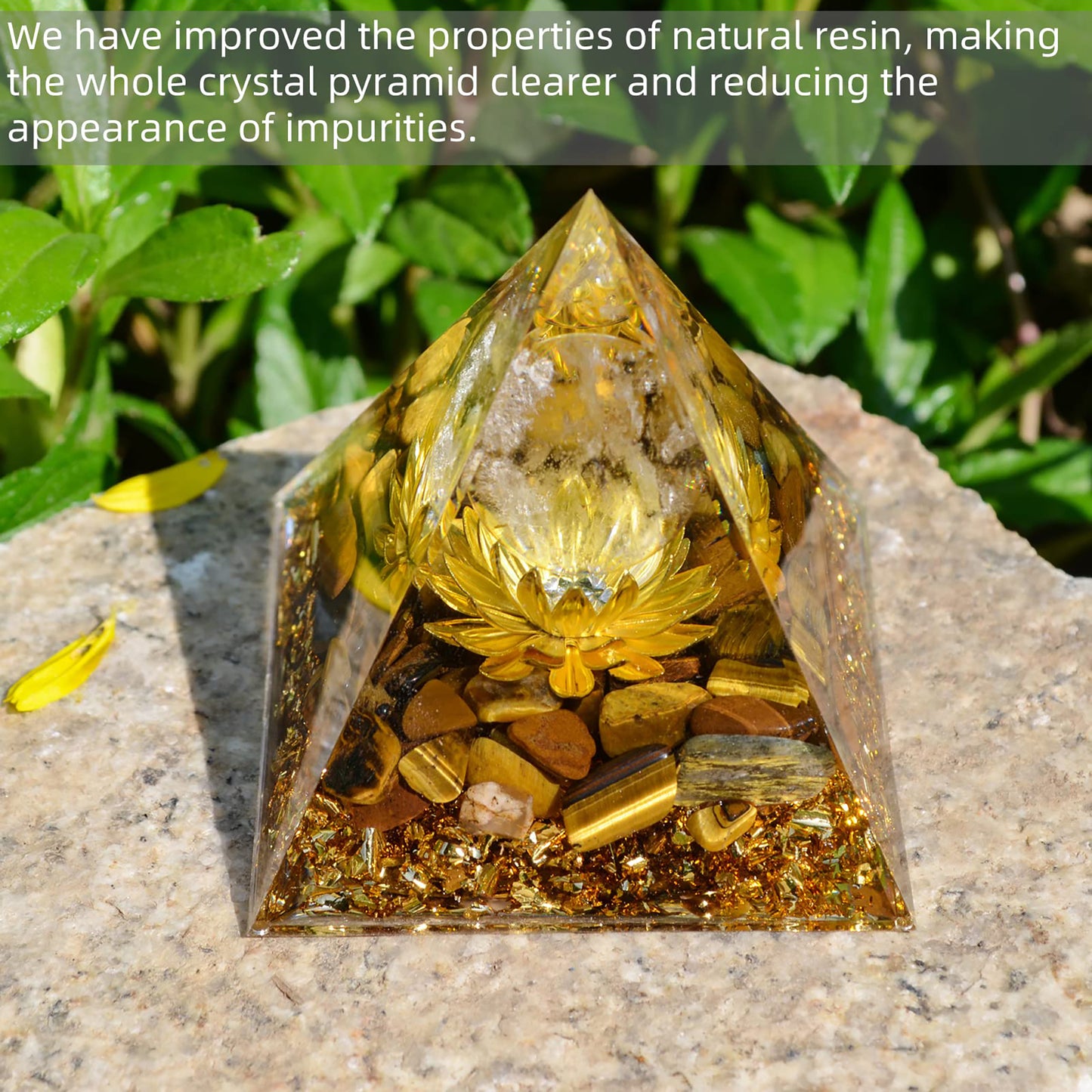 Orgone Pyramid for Positive Energy, Orgonite White Crystal&Aquamarine Stone Healing Crystals Pyramid Set for Reduce Stress Chakra Reiki Healing Meditation Attracts Lucky and Success