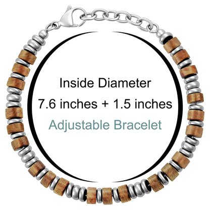 Mens Bracelet, Boho Stainless Steel Bracelets for Men, Beaded Bracelets, Jewelry Gifts for Husband Father Friends