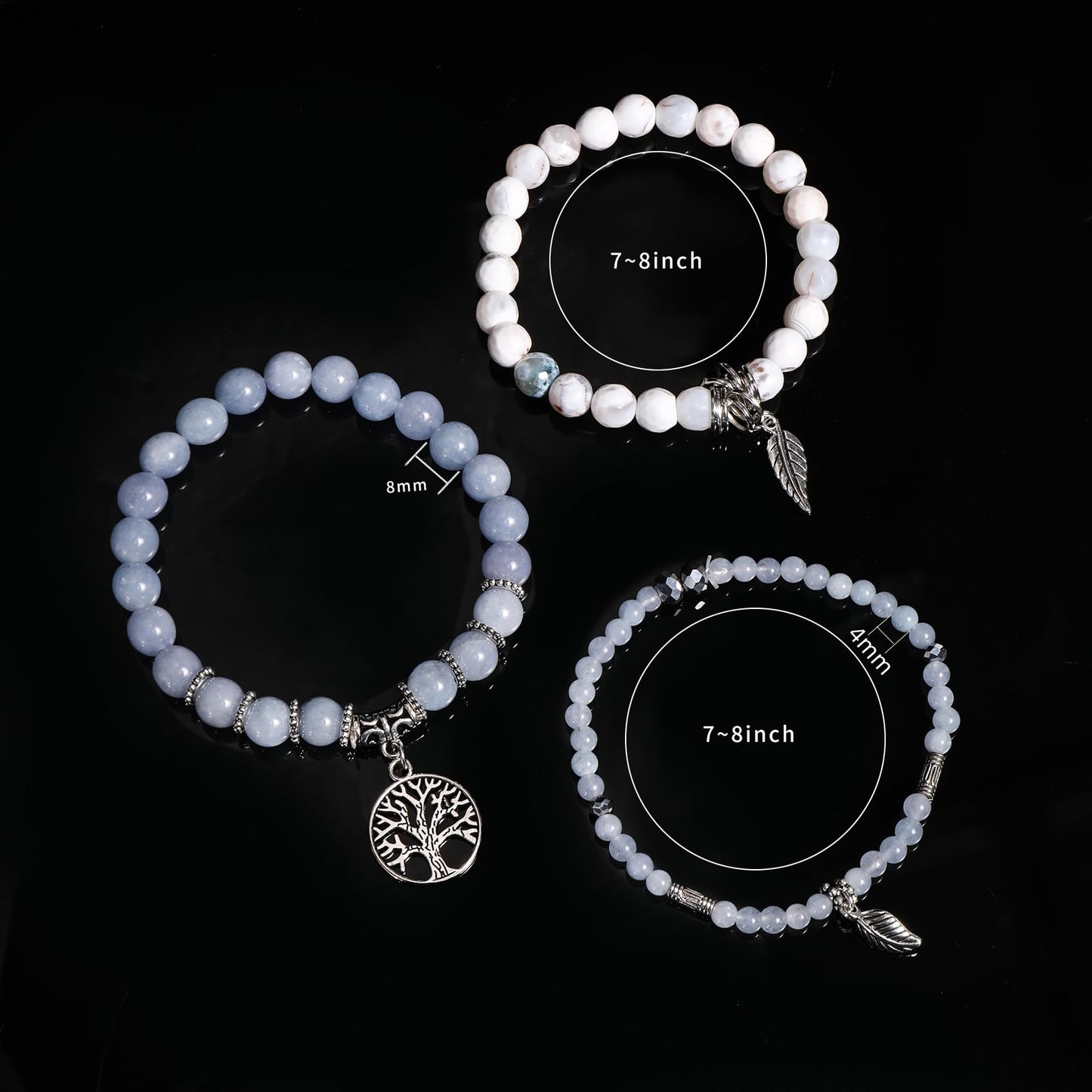 Jardme Beaded Bracelets for Women, Healing Stone Crystal Bracelets Tree of Life Bracelet Yoga Stretch Chakra Bracelet Set, Jewelry Birthday Gifts for Women