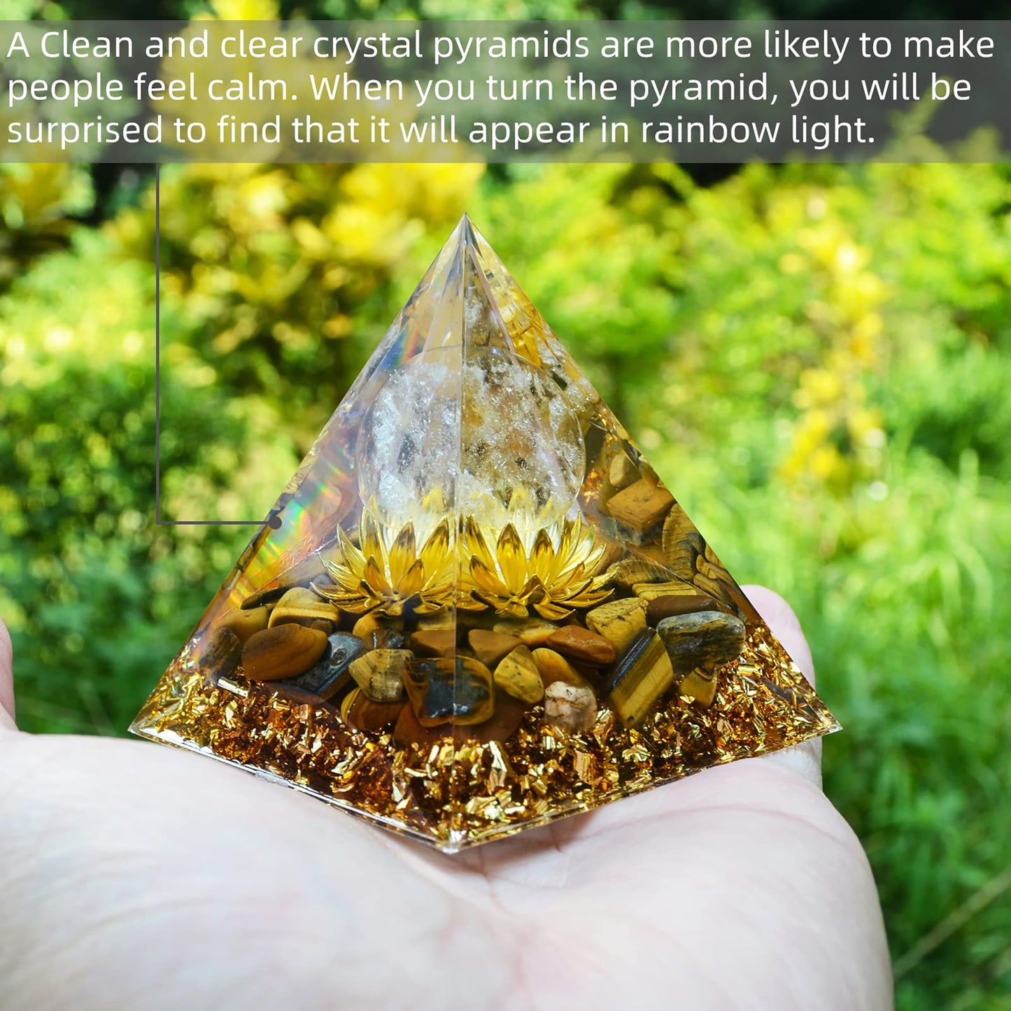 Orgone Pyramid for Positive Energy, Orgonite White Crystal&Aquamarine Stone Healing Crystals Pyramid Set for Reduce Stress Chakra Reiki Healing Meditation Attracts Lucky and Success