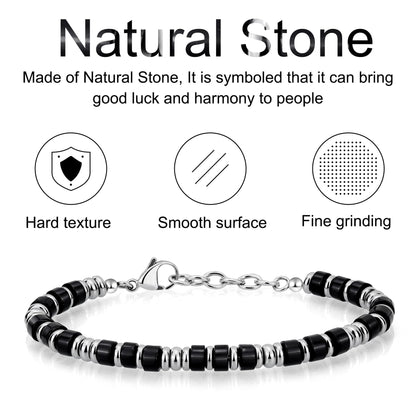 Mens Bracelet, Boho Stainless Steel Bracelets for Men, Beaded Bracelets, Jewelry Gifts for Husband Father Friends