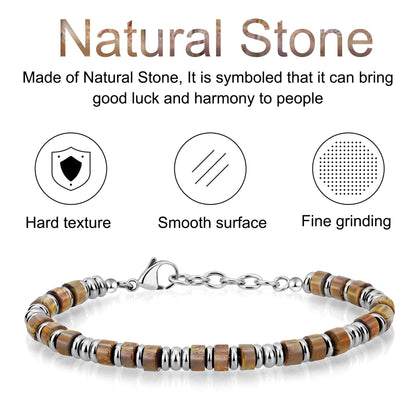 Mens Bracelet, Boho Stainless Steel Bracelets for Men, Beaded Bracelets, Jewelry Gifts for Husband Father Friends