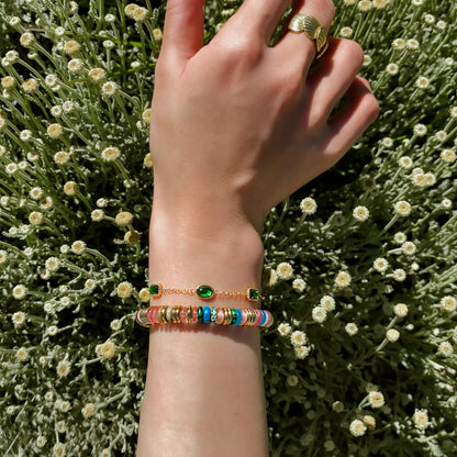 Colorful Gold Rainbow Bracelets for Women, Stack Bangle Beaded Stone Jewelry Accessories Set for Woman, Trendy Fashion Jewelry Gifts