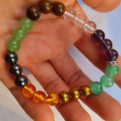 Natural Stone Wealth Money Bracelet Beaded Protection Bracelet for Women Adjustable Lucky Bracelet Feng Shui Black Obsidian Handmade Jewelry Gift