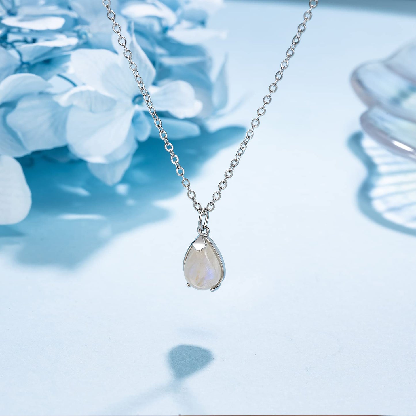 New Beginning Moonstone Sterling Silver Necklace for Women, Divorce and New Job Gift, Healing Jewelry, Minimalistic Moonstone
