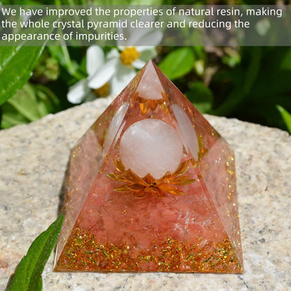 Orgone Pyramid for Positive Energy, Orgonite White Crystal&Aquamarine Stone Healing Crystals Pyramid Set for Reduce Stress Chakra Reiki Healing Meditation Attracts Lucky and Success