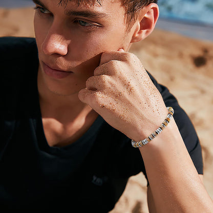 Mens Bracelet, Boho Stainless Steel Bracelets for Men, Beaded Bracelets, Jewelry Gifts for Husband Father Friends