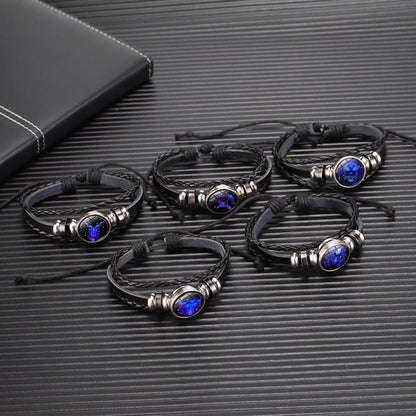 Zodiac Signs Spirit Bracelet Zodiac Bracelet for Women Men Adjustable 12 Constellation Bracelet Multilayer Zodiac Black Leather Bracelets Zodiac Sign Wrap Bracelet for Women Men Birthday Jewelry