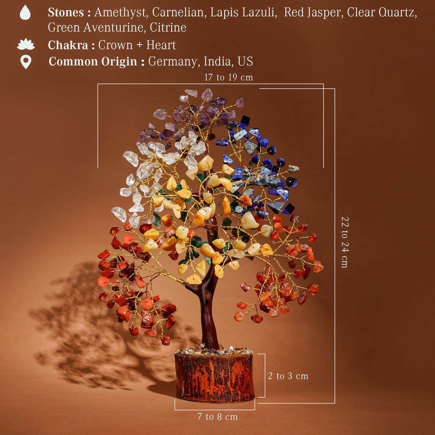 Crystal Tree of Life 7 Chakra Healing Crystal Trees for Home Decor, Office Desk Decor, Living Room Decor, Handmade Bonsai Trees for Positive Energy, Money, Good Luck Birthday Gifts for Women, Mom