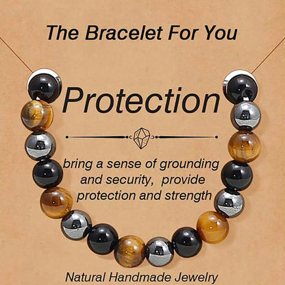 9 PCS Healing Crystal Bracelets for Women 8 MM Natural Stone Beaded Bracelet Protection Anxiety Spiritual Stretch Bracelet for Women Men